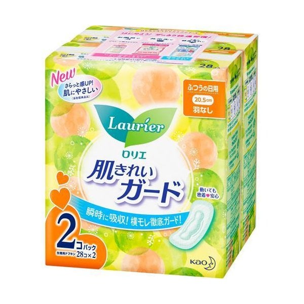 Set 2 gói Băng Vệ Sinh Ngày LAURIER Nội Địa Nhật Siêu Thấm Không Cánh 20.5cm (gói 28 miếng)
